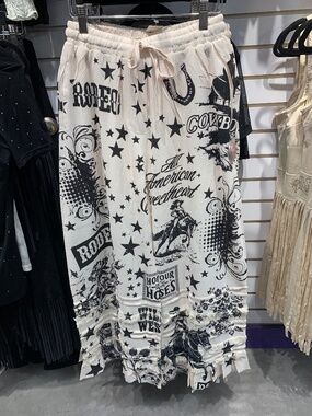Origami western print wide leg pant